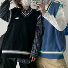 Load image into Gallery viewer, Sweater Vest Men V-neck Shrug Patchwork Knitted Couples Ins Plus Size 3XL Oversize Harajuku Vests Ins Chic Korean Style Leisure