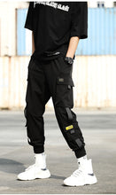 Load image into Gallery viewer, Men Cargo Pants Black Ribbons Block Multi-Pocket 2020 Harem Joggers Harajuku Sweatpant Hip Hop Casual Male Trousers