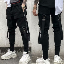 Load image into Gallery viewer, Men Cargo Pants Black Ribbons Block Multi-Pocket 2020 Harem Joggers Harajuku Sweatpant Hip Hop Casual Male Trousers