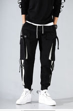 Load image into Gallery viewer, Men Cargo Pants Black Ribbons Block Multi-Pocket 2020 Harem Joggers Harajuku Sweatpant Hip Hop Casual Male Trousers