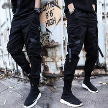 Load image into Gallery viewer, Men Cargo Pants Black Ribbons Block Multi-Pocket 2020 Harem Joggers Harajuku Sweatpant Hip Hop Casual Male Trousers