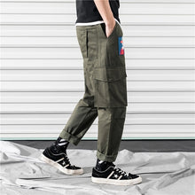 Load image into Gallery viewer, Men Cargo Pants Black Ribbons Block Multi-Pocket 2020 Harem Joggers Harajuku Sweatpant Hip Hop Casual Male Trousers