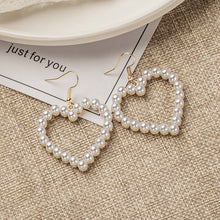 Load image into Gallery viewer, New Korean Simple Plain Gold Metal Beaded Pearl Hoop Earring Fashion Big Circle Hoops Statement Earrings for Women Party Jewelry