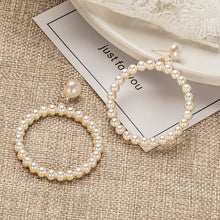 Load image into Gallery viewer, New Korean Simple Plain Gold Metal Beaded Pearl Hoop Earring Fashion Big Circle Hoops Statement Earrings for Women Party Jewelry