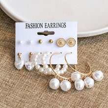 Load image into Gallery viewer, New Korean Simple Plain Gold Metal Beaded Pearl Hoop Earring Fashion Big Circle Hoops Statement Earrings for Women Party Jewelry