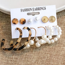 Load image into Gallery viewer, New Korean Simple Plain Gold Metal Beaded Pearl Hoop Earring Fashion Big Circle Hoops Statement Earrings for Women Party Jewelry