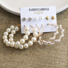 Load image into Gallery viewer, New Korean Simple Plain Gold Metal Beaded Pearl Hoop Earring Fashion Big Circle Hoops Statement Earrings for Women Party Jewelry