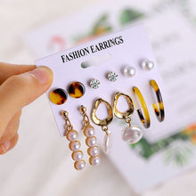 Load image into Gallery viewer, 2020 Vintage Pearl Twist Big Circle Earrings Set for Women Fashion Geometric Imitation Pearl Crystal Earrings Jewelry