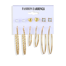 Load image into Gallery viewer, 2020 Vintage Pearl Twist Big Circle Earrings Set for Women Fashion Geometric Imitation Pearl Crystal Earrings Jewelry