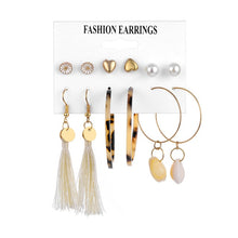Load image into Gallery viewer, 2020 Vintage Pearl Twist Big Circle Earrings Set for Women Fashion Geometric Imitation Pearl Crystal Earrings Jewelry