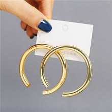 Load image into Gallery viewer, Simple Plain Gold Color Metal Pearl Hoop Earrings Fashion Big Circle Hoops Statement Earrings for Women Party Jewelry