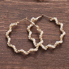 Load image into Gallery viewer, Simple Plain Gold Color Metal Pearl Hoop Earrings Fashion Big Circle Hoops Statement Earrings for Women Party Jewelry