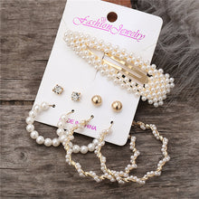 Load image into Gallery viewer, Simple Plain Gold Color Metal Pearl Hoop Earrings Fashion Big Circle Hoops Statement Earrings for Women Party Jewelry