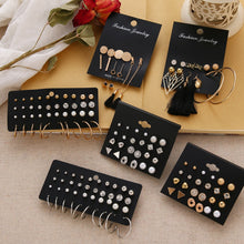 Load image into Gallery viewer, EN 12 Pairs Flower Women'S Earrings Set Pearl Crystal Stud Earrings Boho Geometric Tassel Earrings For Women 2020 Jewelry Gift