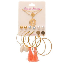 Load image into Gallery viewer, EN 12 Pairs Flower Women'S Earrings Set Pearl Crystal Stud Earrings Boho Geometric Tassel Earrings For Women 2020 Jewelry Gift