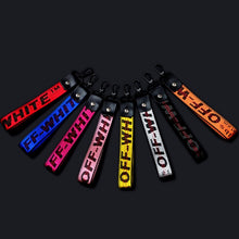 Load image into Gallery viewer, Off White Ribbon Keychain Women Phone Case Wallet Key Chain Porte Clef For Bag Key ring Llaveros Mujer Sleutelhanger Chaveiro