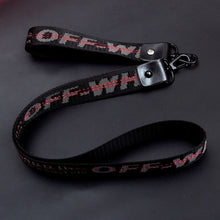 Load image into Gallery viewer, Off White Ribbon Keychain Women Phone Case Wallet Key Chain Porte Clef For Bag Key ring Llaveros Mujer Sleutelhanger Chaveiro