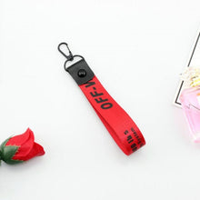 Load image into Gallery viewer, Off White Ribbon Keychain Women Phone Case Wallet Key Chain Porte Clef For Bag Key ring Llaveros Mujer Sleutelhanger Chaveiro