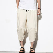 Load image into Gallery viewer, Summer Cotton Harem Pants Men Casual Hip Hop Trousers Drawstring Cross Bloomers Calf-Length Pants Joggers Streetwear