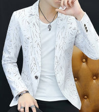 Load image into Gallery viewer, HO 2020 Men 's casual collar collar blazers youth handsome trend Slim print blazers 5XL 6XL