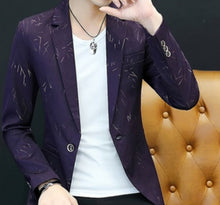 Load image into Gallery viewer, HO 2020 Men 's casual collar collar blazers youth handsome trend Slim print blazers 5XL 6XL