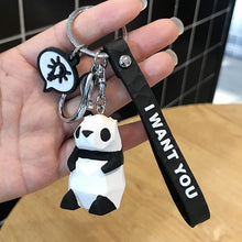 Load image into Gallery viewer, Creative Cartoon Geometric Faceted Dinosaur Panda Doll Keychain Couple Car Key Chain Backpack Hanging Gift