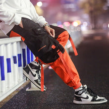 Load image into Gallery viewer, Cargo Pants Joggers Men Black Harem Pants Multi-pocket Ribbons Man Sweatpants Streetwear Casual Pants Elastic waist Male Trouser
