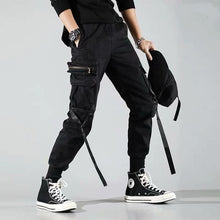 Load image into Gallery viewer, Cargo Pants Joggers Men Black Harem Pants Multi-pocket Ribbons Man Sweatpants Streetwear Casual Pants Elastic waist Male Trouser