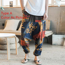 Load image into Gallery viewer, Baggy Cotton Linen Harem Pants Men Hip-hop Women Plus Size Wide Leg Trousers Casual Vintage Long Pants Pantalones Hombre 2020