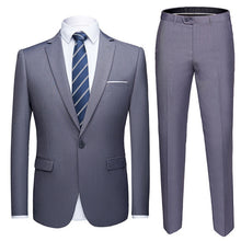 Load image into Gallery viewer, Men Suits Slim Fit Business Uniform Office Suit Wedding Groom Party 2-Piece Jacket Pants Notch Lapel Single Button Formal Casual