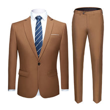 Load image into Gallery viewer, Men Suits Slim Fit Business Uniform Office Suit Wedding Groom Party 2-Piece Jacket Pants Notch Lapel Single Button Formal Casual