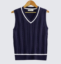 Load image into Gallery viewer, Sweater Vest Men Autumn Winter Plus Velvet V-neck Striped Big Size 5XL Oversize Mens Couples Preppy Style Students Vests Ulzzang