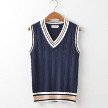 Load image into Gallery viewer, Sweater Vest Men Autumn Winter Plus Velvet V-neck Striped Big Size 5XL Oversize Mens Couples Preppy Style Students Vests Ulzzang