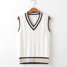 Load image into Gallery viewer, Sweater Vest Men Autumn Winter Plus Velvet V-neck Striped Big Size 5XL Oversize Mens Couples Preppy Style Students Vests Ulzzang