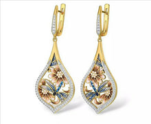 Load image into Gallery viewer, NPKDS 2 Style Elegant Birdie Ear Stud Earrings Rhinestone Dangle Long Tassels Earring for Women Hoop earrings Wedding Jewelry