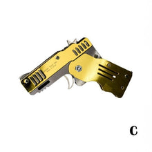 Load image into Gallery viewer, Pocket Rubber Banders mini metal folding 6 rounds keychain gun shape keychains toy April fools day
