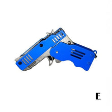 Load image into Gallery viewer, Pocket Rubber Banders mini metal folding 6 rounds keychain gun shape keychains toy April fools day
