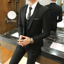 Load image into Gallery viewer, plus size 5XL 6XL Mens Suit Solid Color Formal Business One Button 3-Piece Suit Slim Fit Three Piece Wedding Men Suits
