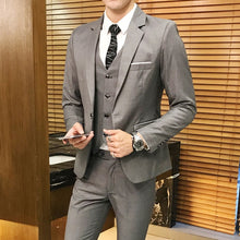 Load image into Gallery viewer, plus size 5XL 6XL Mens Suit Solid Color Formal Business One Button 3-Piece Suit Slim Fit Three Piece Wedding Men Suits
