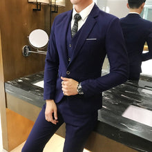 Load image into Gallery viewer, plus size 5XL 6XL Mens Suit Solid Color Formal Business One Button 3-Piece Suit Slim Fit Three Piece Wedding Men Suits
