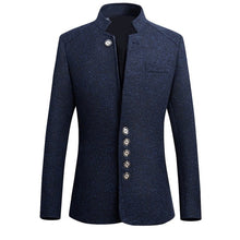 Load image into Gallery viewer, 2019 Brand Mens Vintage Blazer Coats Chinese Style Business Dress Blazers Casual Stand Collar Jackets Male Slim Fit Suit Jacket
