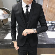 Load image into Gallery viewer, Men's 3 Piece Suit Blazer Slim Fit One Button Notch Lapel Dress Business Wedding Party Jacket Vest Pants &amp; Tie Set

