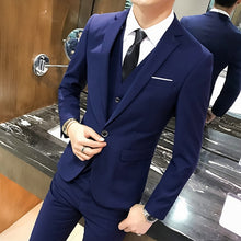 Load image into Gallery viewer, Men's 3 Piece Suit Blazer Slim Fit One Button Notch Lapel Dress Business Wedding Party Jacket Vest Pants &amp; Tie Set
