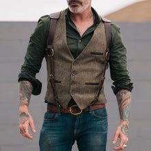 Load image into Gallery viewer, Men's Suit Vest Boutique Wool Tweed Slim Fit Leisure Cotton Male Gentleman Beckham Business Waistcoat For Wedding Groomsmen
