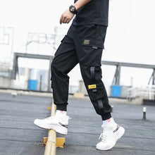 Load image into Gallery viewer, Men's Side Pockets Cargo Harem Pants 2020 Ribbons Black Hip Hop Casual Male Joggers Trousers Fashion Casual Streetwear Pants
