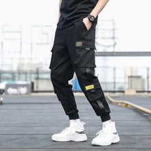 Load image into Gallery viewer, Men's Side Pockets Cargo Harem Pants 2020 Ribbons Black Hip Hop Casual Male Joggers Trousers Fashion Casual Streetwear Pants
