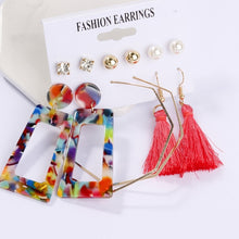 Load image into Gallery viewer, Exknl Women Earrings Set Acrylic Pearl Earrings For Women Bohemian Leopard Tassel Stud Earrings 2020 New Brincos Fashion Jewelry
