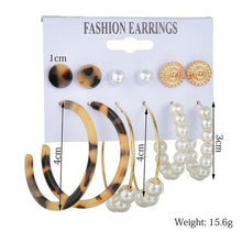Load image into Gallery viewer, Exknl Women Earrings Set Acrylic Pearl Earrings For Women Bohemian Leopard Tassel Stud Earrings 2020 New Brincos Fashion Jewelry
