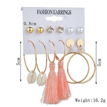 Load image into Gallery viewer, Exknl Women Earrings Set Acrylic Pearl Earrings For Women Bohemian Leopard Tassel Stud Earrings 2020 New Brincos Fashion Jewelry
