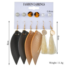 Load image into Gallery viewer, Exknl Women Earrings Set Acrylic Pearl Earrings For Women Bohemian Leopard Tassel Stud Earrings 2020 New Brincos Fashion Jewelry
